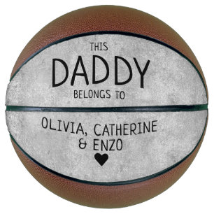 This Daddy Belongs To Kids Names Father's Day Gray Basketball