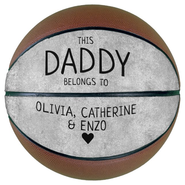 This Daddy Belongs To Kids Names Father's Day Grey Basketball (Front)