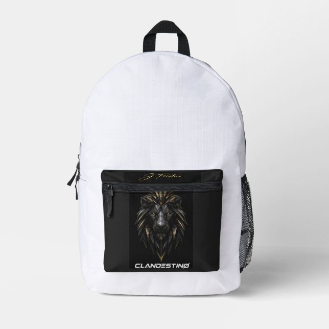 This dark lion backpack design (Front)