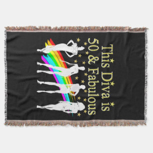 THIS DIVA IS 50 AND FABULOUS 50TH BIRTHDAY THROW BLANKET