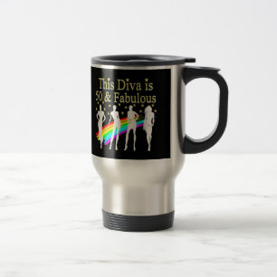 THIS DIVA IS 50 AND FABULOUS 50TH BIRTHDAY TRAVEL MUG