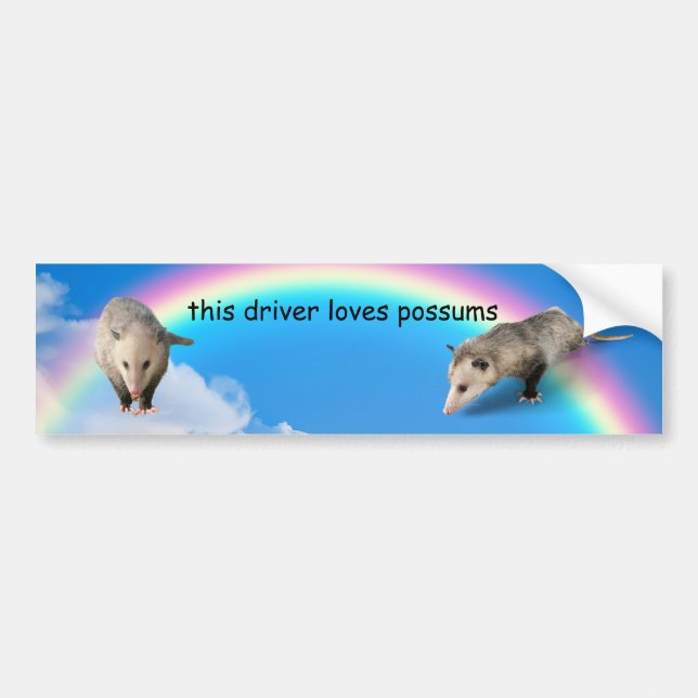 This Driver Loves Possums - Funny bumper sticker (Front)