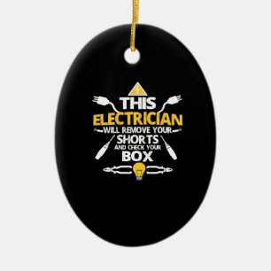 This electrician will remove your shorts ceramic tree decoration