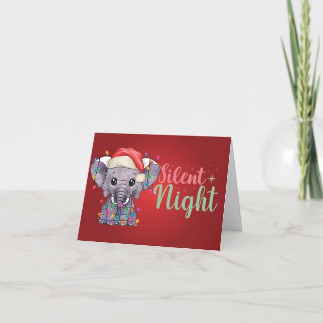 This Elephant Christmas Silent night Card (Front)