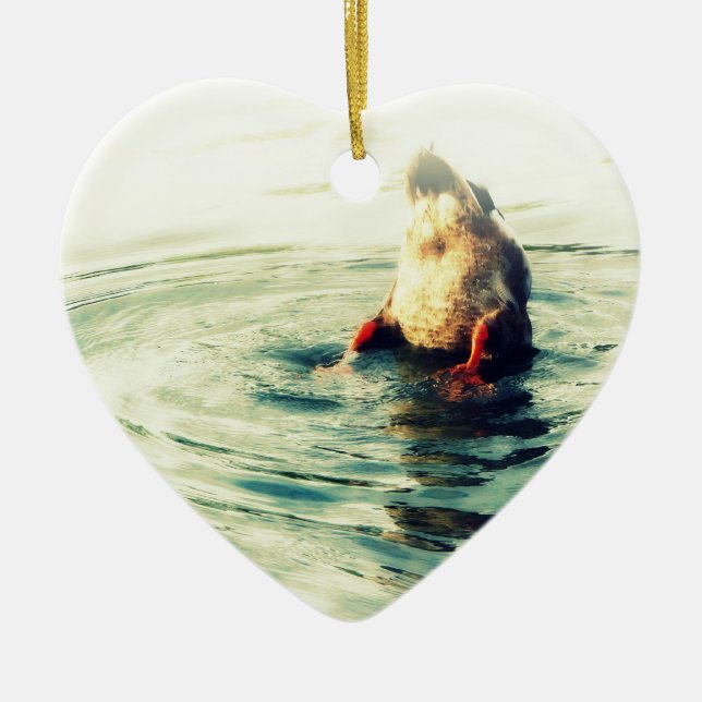 This End Up! Duck Butt Ceramic Tree Decoration (Front)