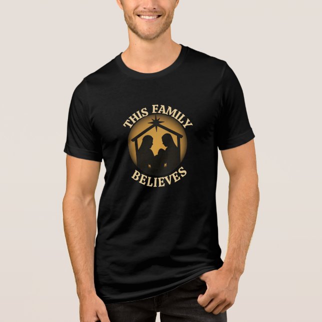 This Family Believes Christian Nativity Scene Tri-Blend Shirt (Front)