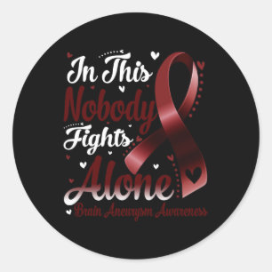 This Family Nobody Fight Alone Brain Aneurysm Awar Classic Round Sticker