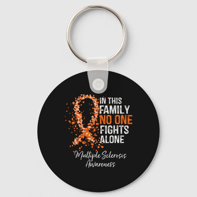 This Family Nobody Fights Alone Multiple Sclerosis Key Ring (Front)