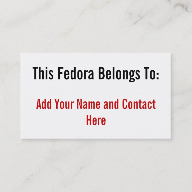 This Fedora Belongs To Business Card (Front)