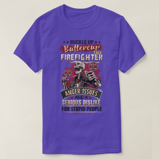 This Firefighter Has Anger Issues Skeleton Spooky  T-Shirt (Design Front)