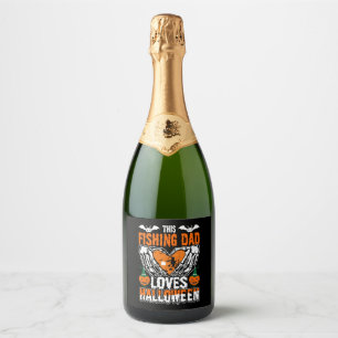 This Fishing Dad Loves Halloween Sparkling Wine Label