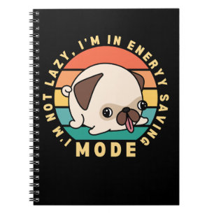 This funny design features a cute pug dog against notebook