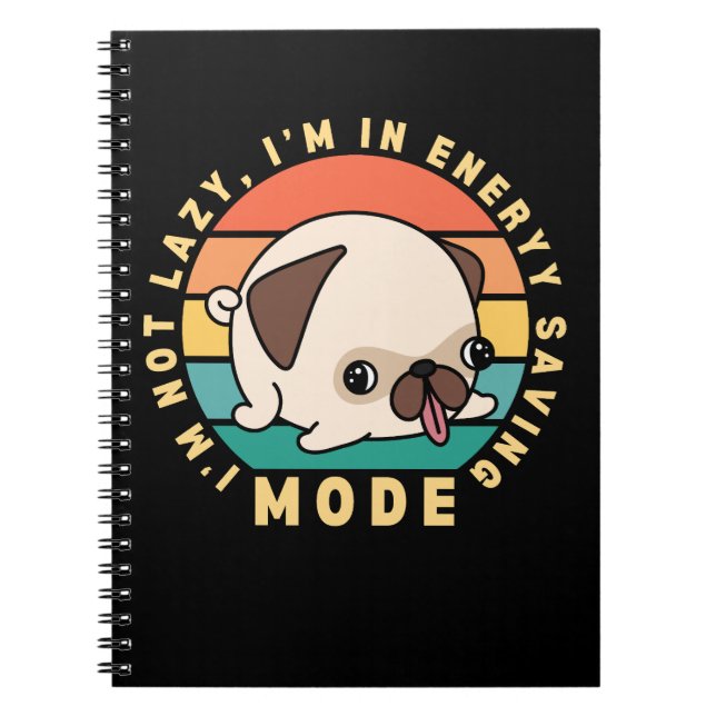 This funny design features a cute pug dog against  notebook (Front)