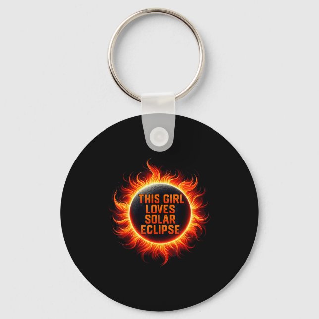 This Funny Loves Solar Eclipse Totality Solar Key Ring (Front)