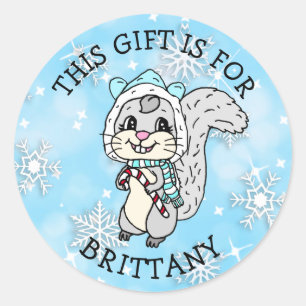 This Gift is For... Christmas Squirrel Classic Round Sticker