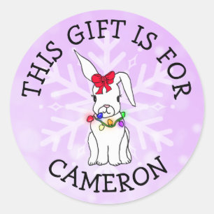This Gift is For Name Tag Cute Bunny Christmas