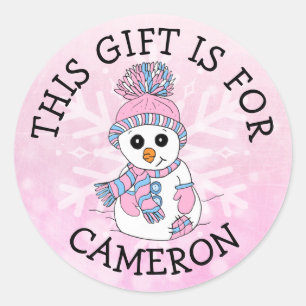 This Gift is For Name Tag Cute Snowman Christmas
