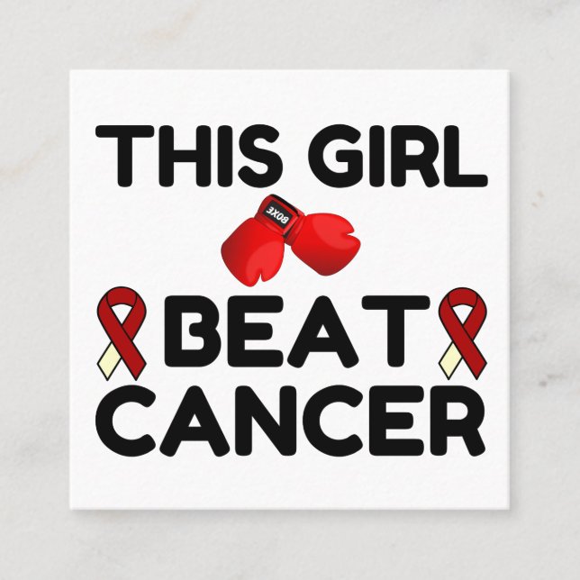 THIS GIRL BEAT CANCER SQUARE BUSINESS CARD (Front)