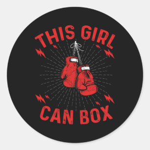 This Girl Can Box, Boxer Boxing Vintage Design Classic Round Sticker
