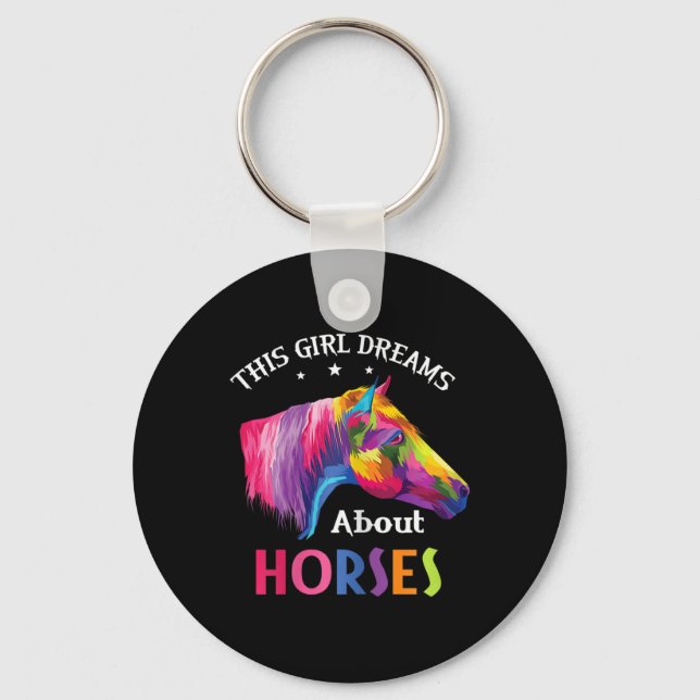 This Girl Dreams About Horses Horseback Riding Clo Key Ring (Front)