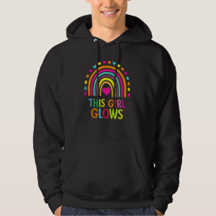 This Girl Glows  Bright Colors Rainbow Retro 80's  Hoodie