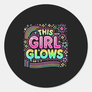 This Girl Glows For Kids Tie Dye Bright Color 80's Classic Round Sticker