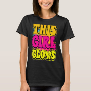 This Girl Glows party 80s vintage retro colourful T-Shirt