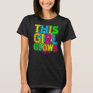 This Girl Glows party 80s vintage retro colourful T-Shirt