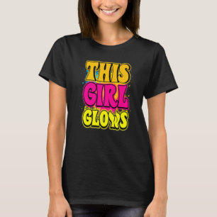 This Girl Glows party 80s vintage retro colourful T-Shirt