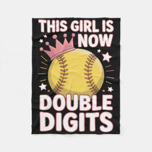 This Girl Is Now 10 Double Digits Fastpitch Softll Fleece Blanket