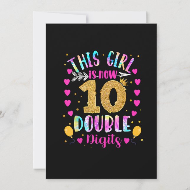 This Girl Is Now 10 Double Digits Tie Dye Invitation (Front)