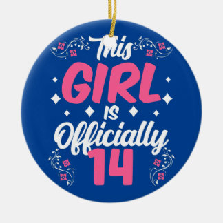 This Girl Is Officially 14 Party Cute Birthday Ceramic Tree Decoration
