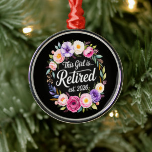 This Girl Is Retired 2026 Floral Retiret Metal Tree Decoration