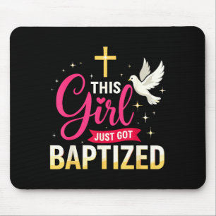 This Girl Just Got Baptized Shirt Girls Baptism Sh Mouse Mat