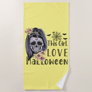 This Girl Love Halloween Beach Towel