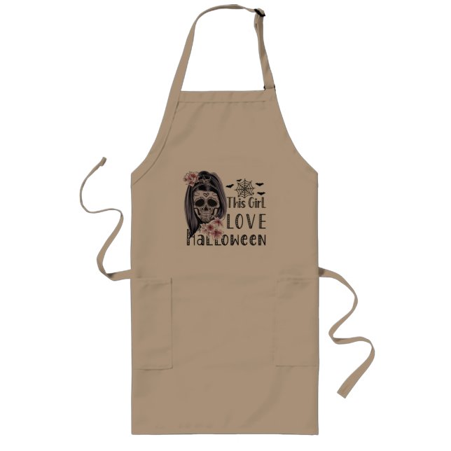 This Girl Love Halloween Long Apron (Front)