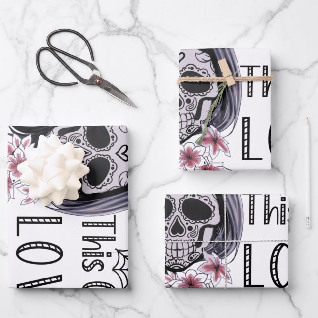 This Girl Love Halloween Wrapping Paper Sheet (Front)