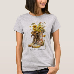 This Girl Loves Boots Sunflowers & Boots Women's T-Shirt