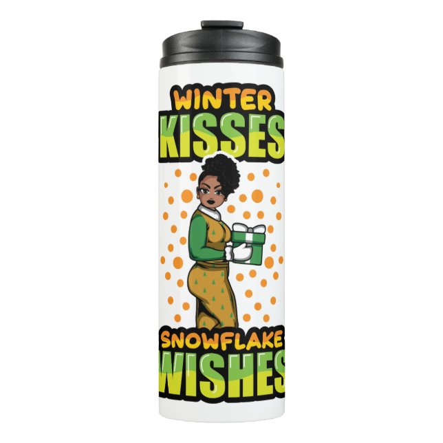 This Girl Loves Christmas Pajama Melanin Sista Thermal Tumbler (Front)