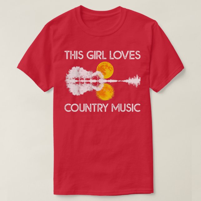 This Girl Loves Country Music Tshirt Guitar Lake S (Design Front)