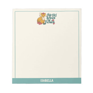 This Girl Loves Foxes!–Quote Custom Name Notepad