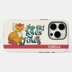 This Girl Loves Foxes with Flowers Custom Name iPhone 16 Pro Case