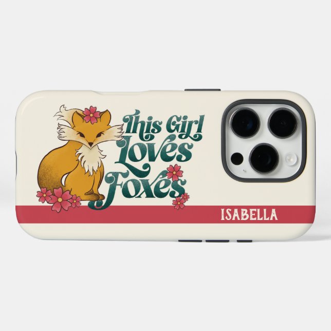 This Girl Loves Foxes with Flowers Custom Name Case-Mate iPhone Case (Back (Horizontal))