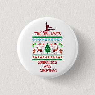 This Girl Loves Gymnastics and Christmas 3 Cm Round Badge