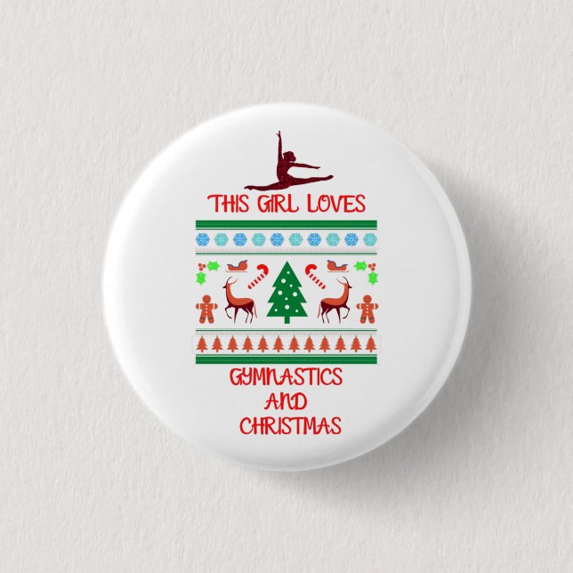 This Girl Loves Gymnastics and Christmas 3 Cm Round Badge (Front)
