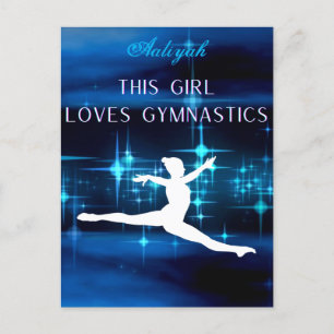 This Girl Loves Gymnastics Black, Blue, White    Postcard