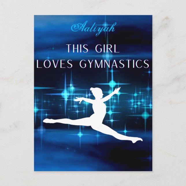 This Girl Loves Gymnastics Black, Blue, White    Postcard (Front)