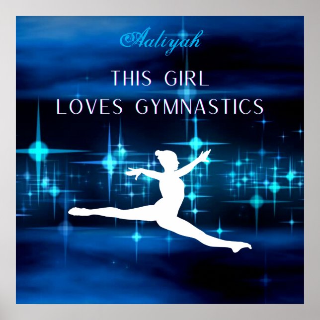 This Girl Loves Gymnastics Black, Blue, White   Poster (Front)