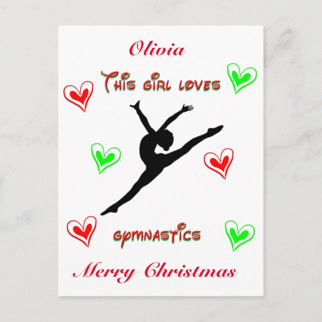 This Girl Loves Gymnastics Christmas Postcard (Front)