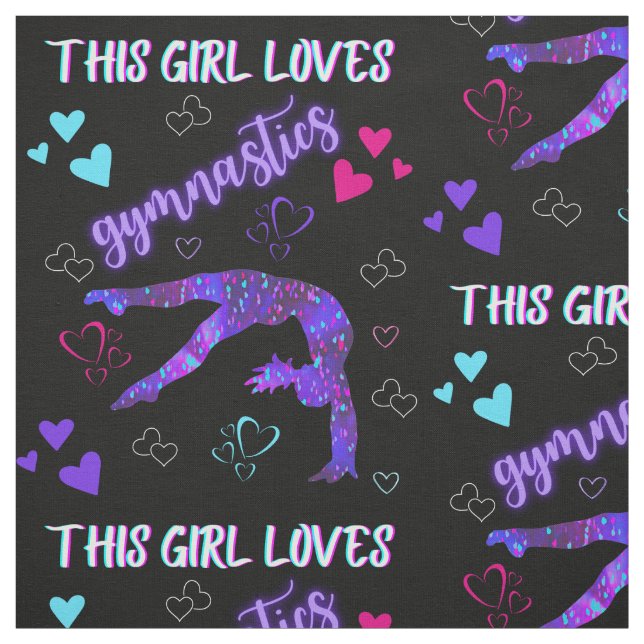 This Girl Loves Gymnastics Fabric (Swatch)